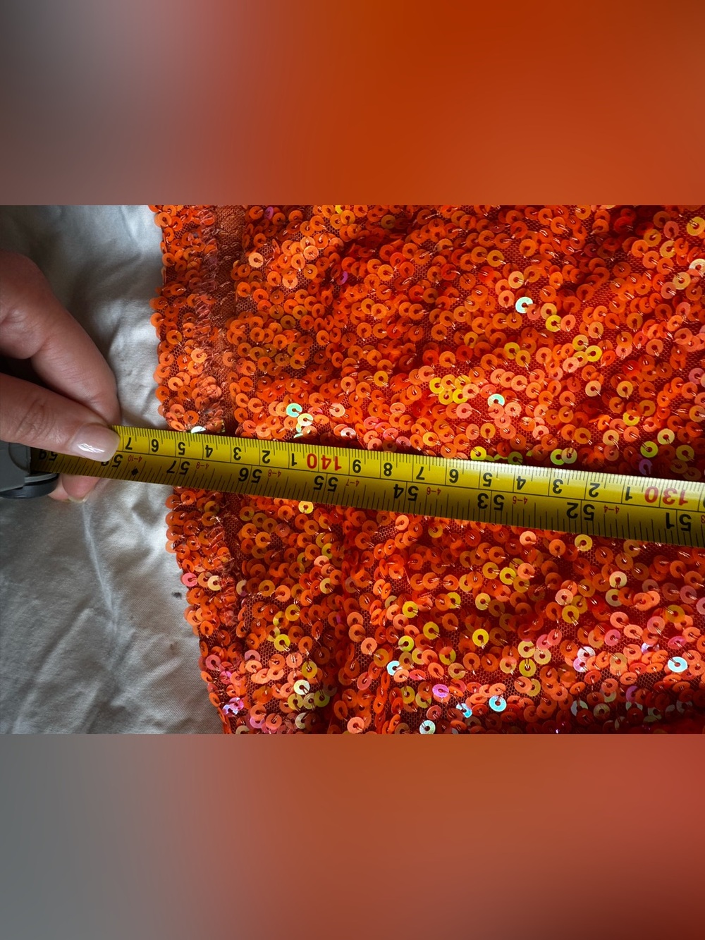 Crystal Doll Glamorous One Shoulder Sequin Evening Gown Orange Size US 0 - Picture 6 of 12